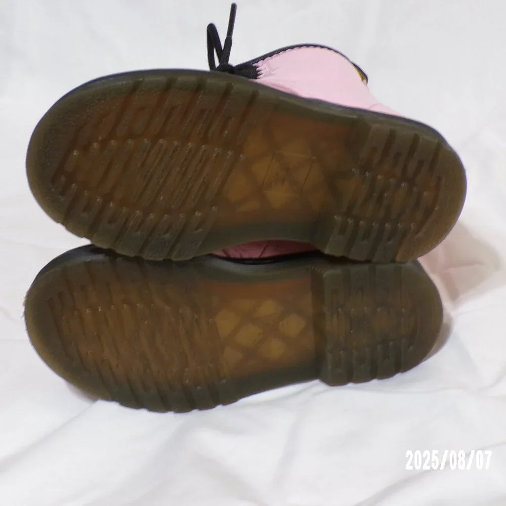 DR,  MARTENS 1460 SOFTY ( T )  PALE PINK TODDLER ZIPPERED BOOTS